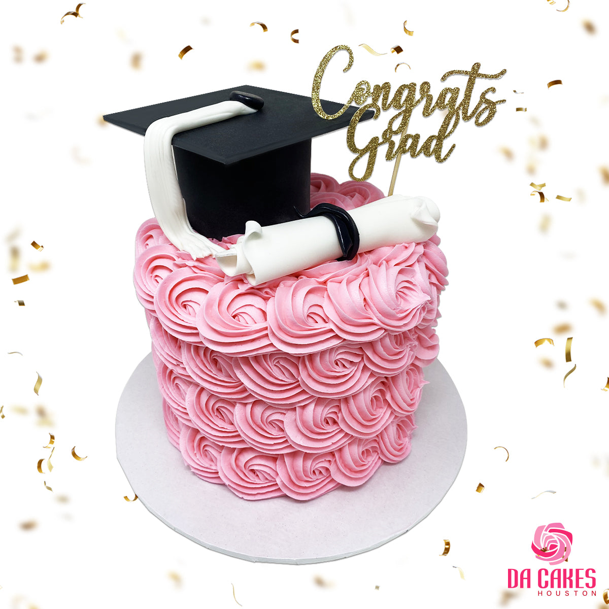 Graduation Cake With Buttercream Rosettes Da Cakes Houston