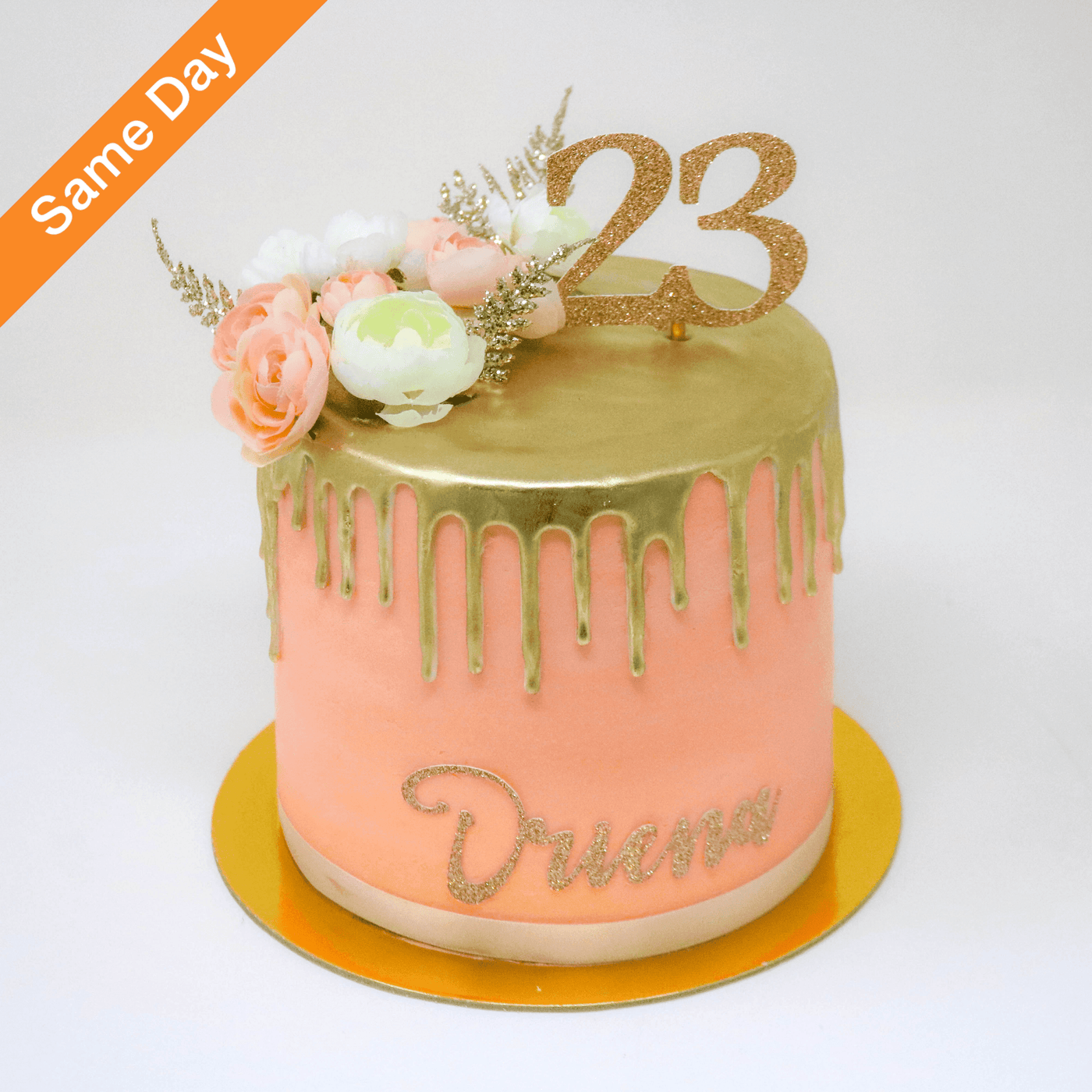 Gold drip and flowers Buttercream Cake (Same Day)