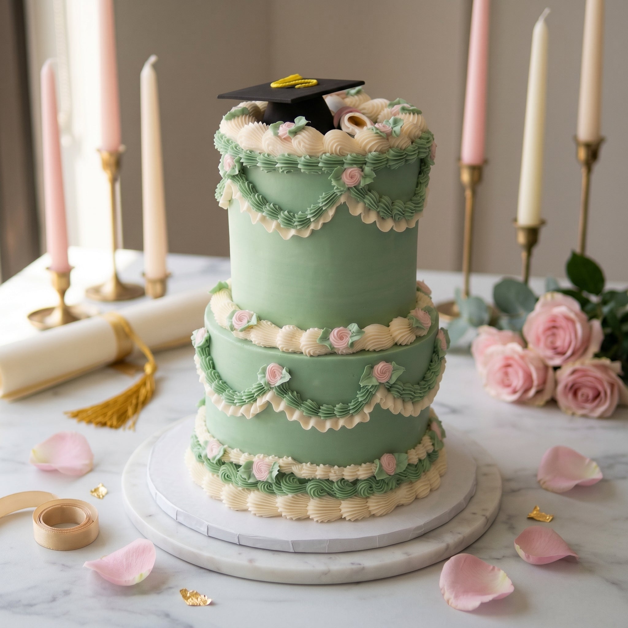 Vintage Graduation Cake - 2 Tier – Da Cakes Houston
