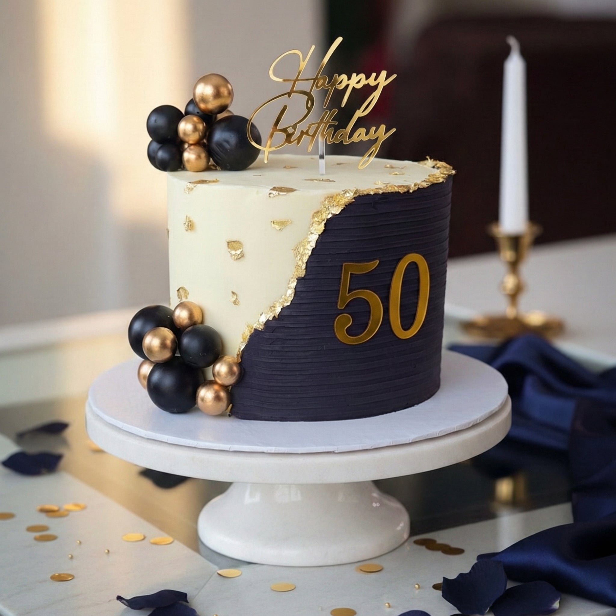 Black & Gold Luxury Birthday Cake – Da Cakes Houston