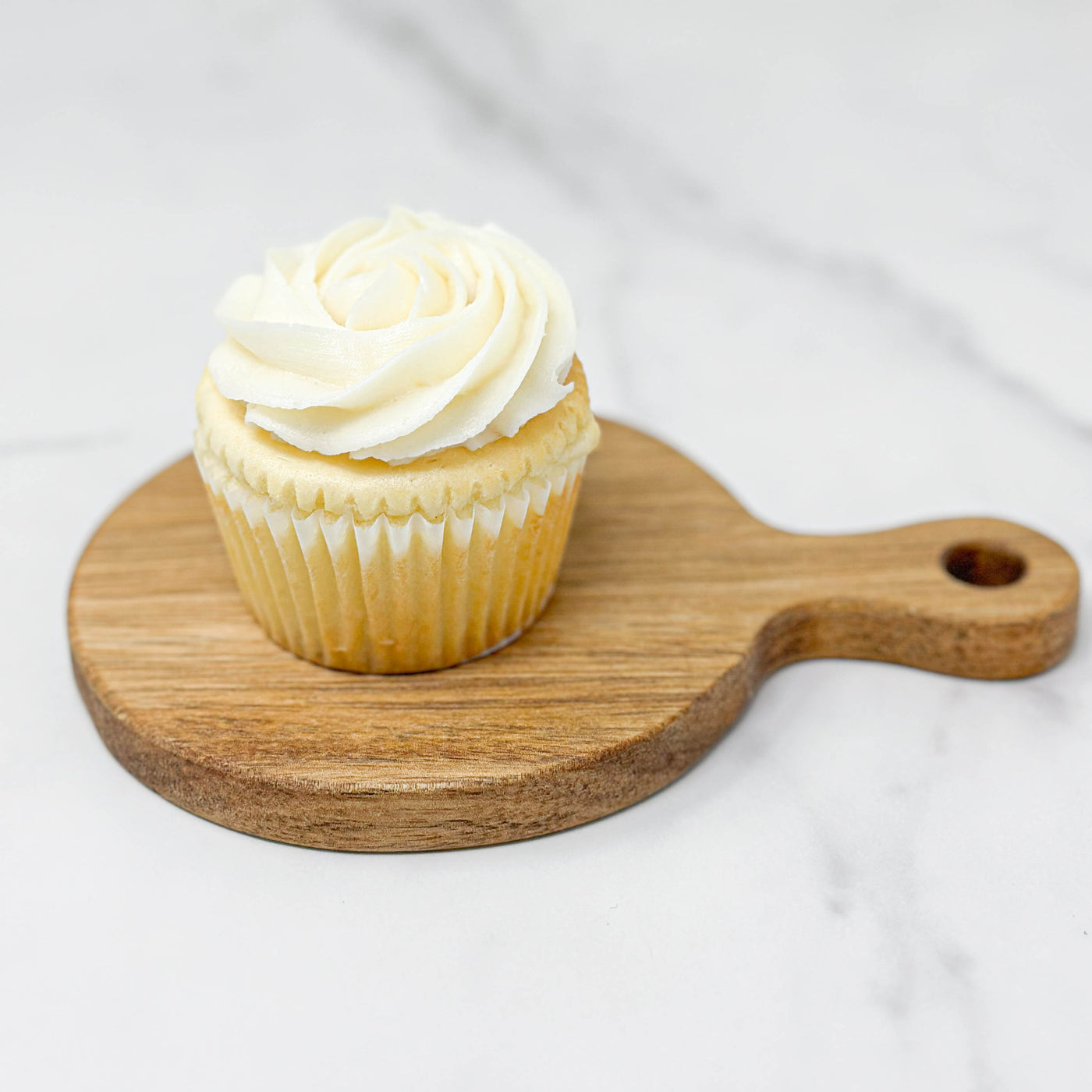 Vanilla with White Vanilla Buttercream Sample Cupcake