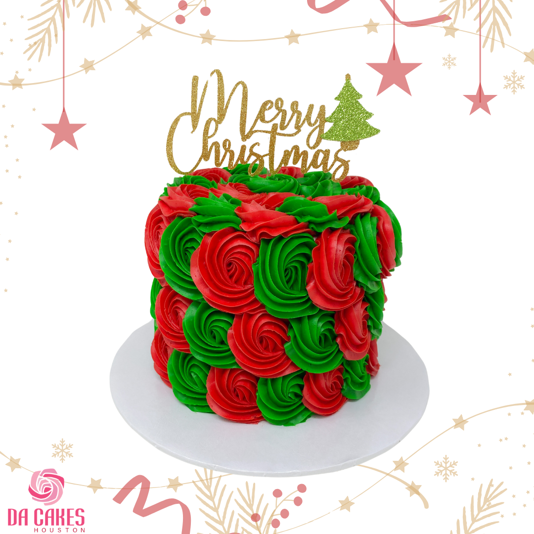 Buttercream Rosettes Christmas Cake