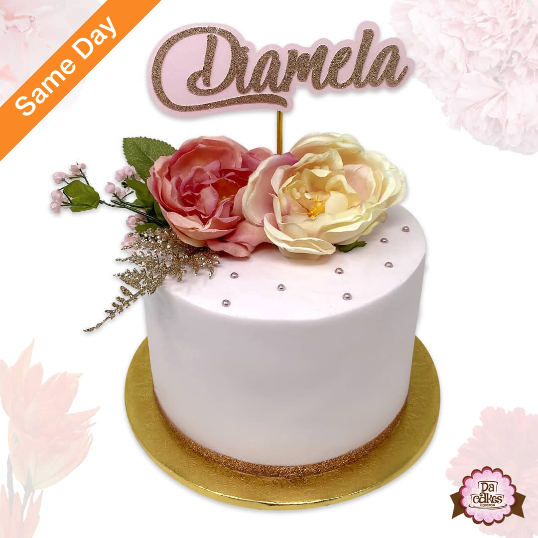 Simple Buttercream cake with flowers (Same Day)