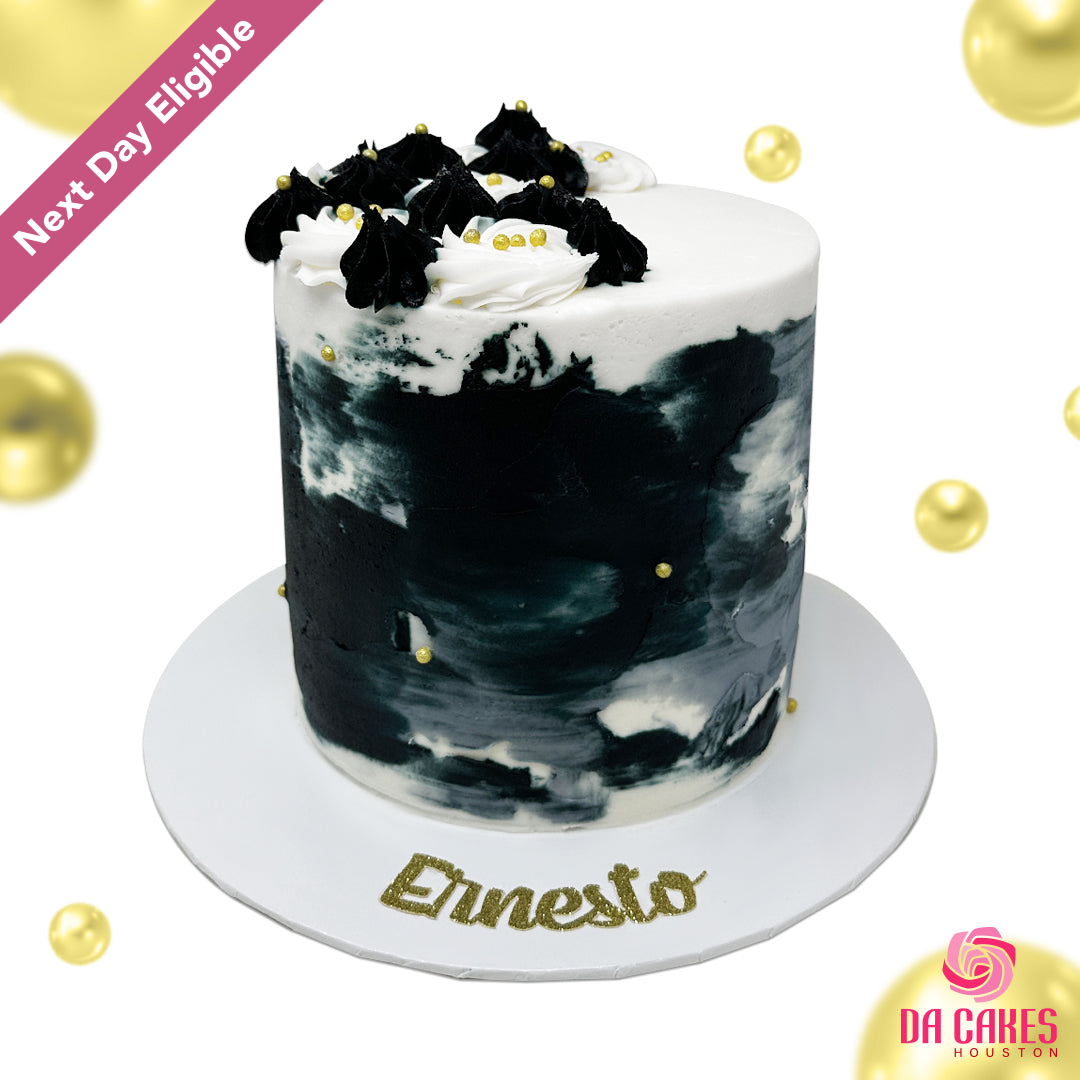 Black and White Buttercream Cake – Da Cakes Houston