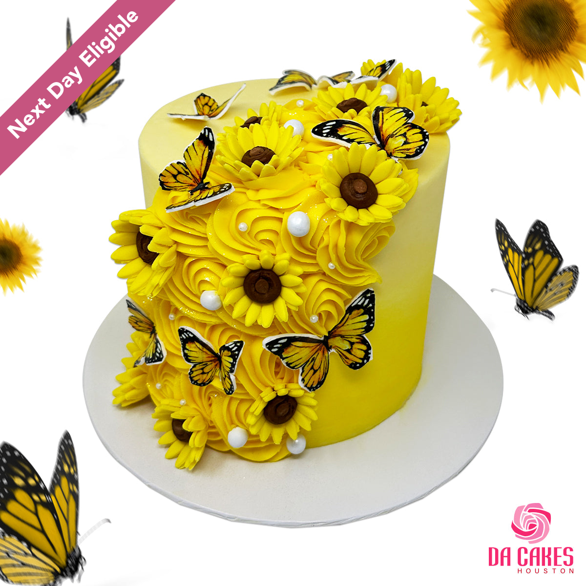 Spring Butterfly and Sunflower Cake