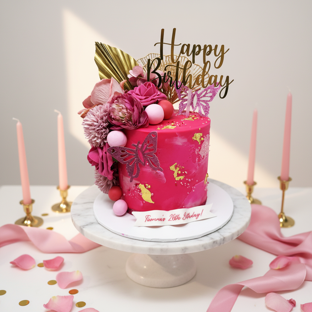 Flowers and Butterflies Cake