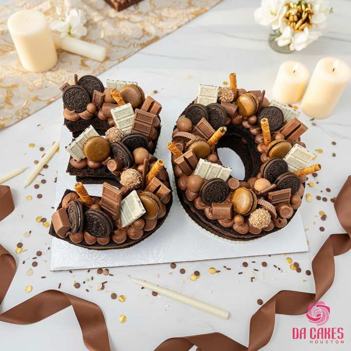 Number/Letter Naked Cake Triple Chocolate – Da Cakes Houston