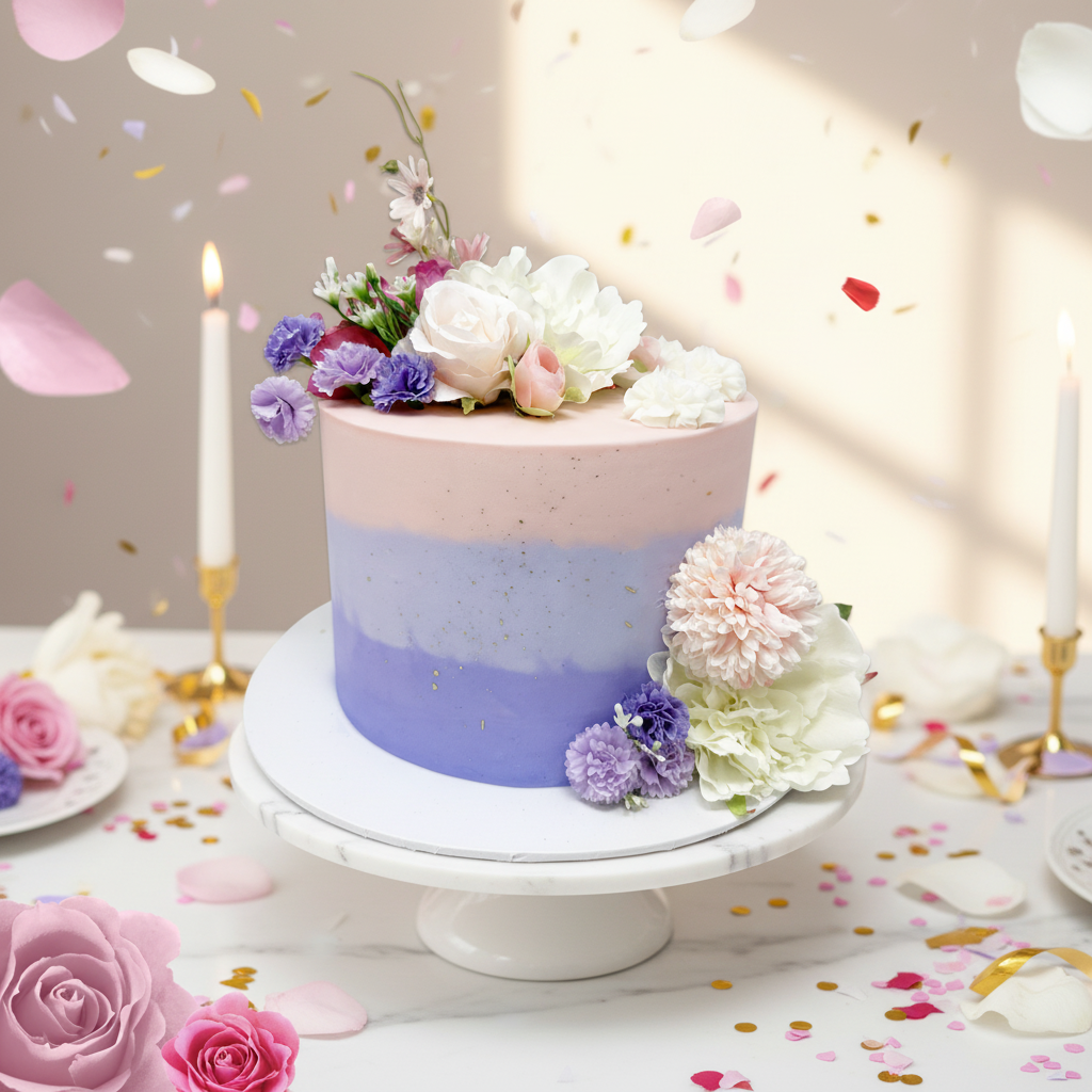 Lavender with Flowers Cake