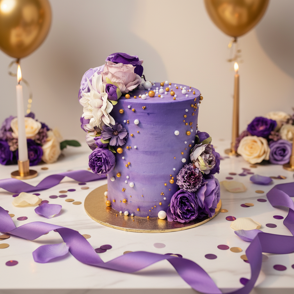 Purple and Gold Cake