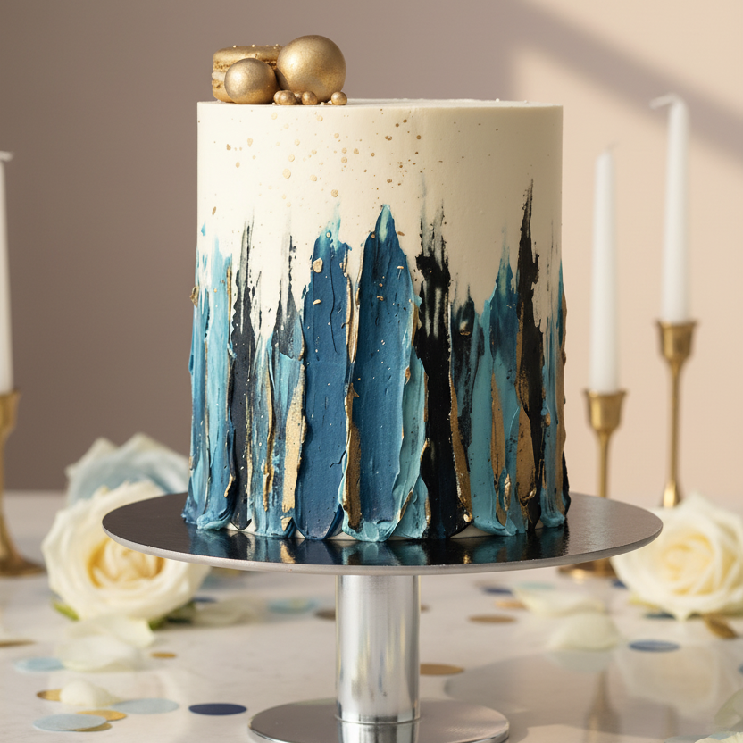 Blue & Gold Splendor Cake – Da Cakes Houston