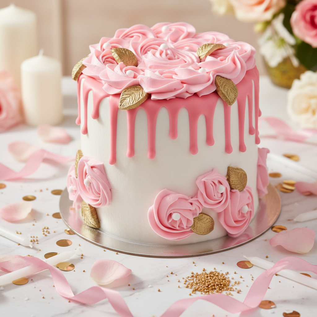 Girly cake with gold details (Same Day)