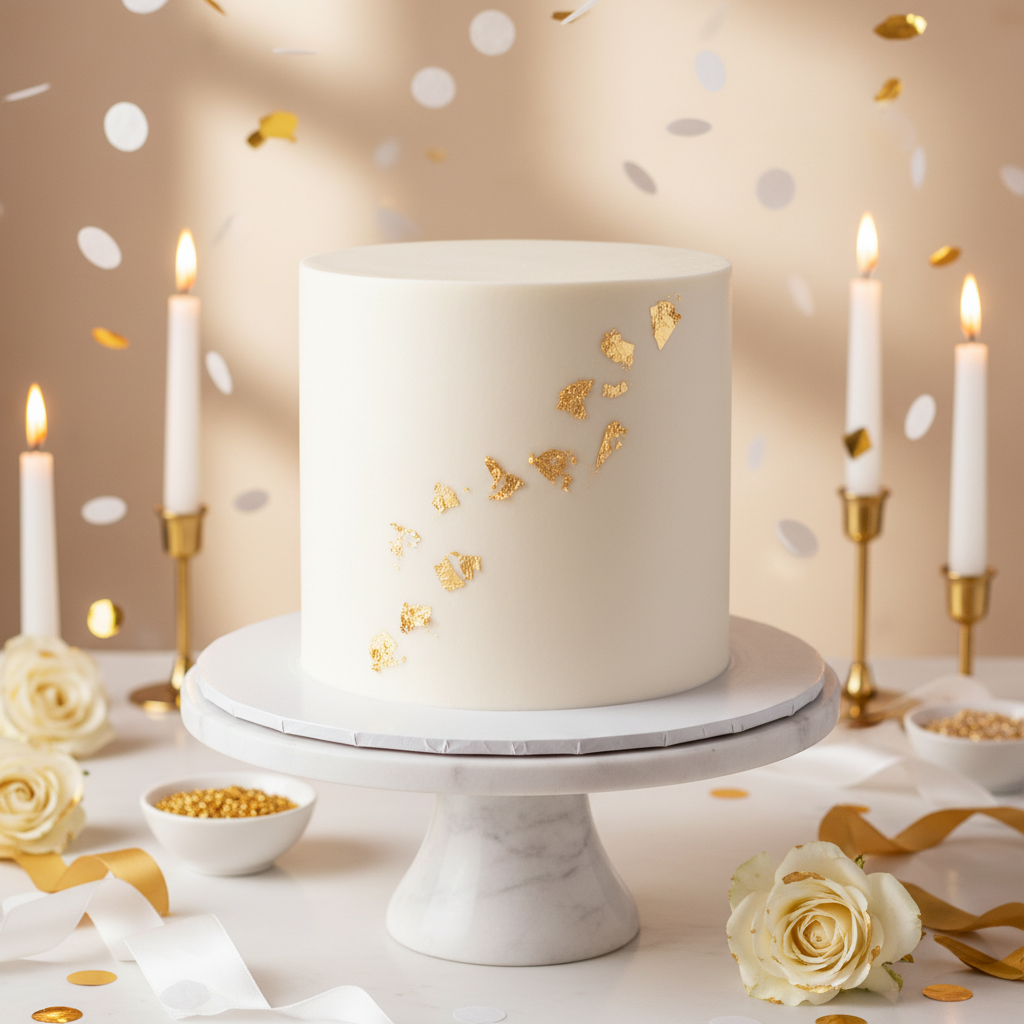 Plain Buttercream Cake with Gold Flakes (Same Day)