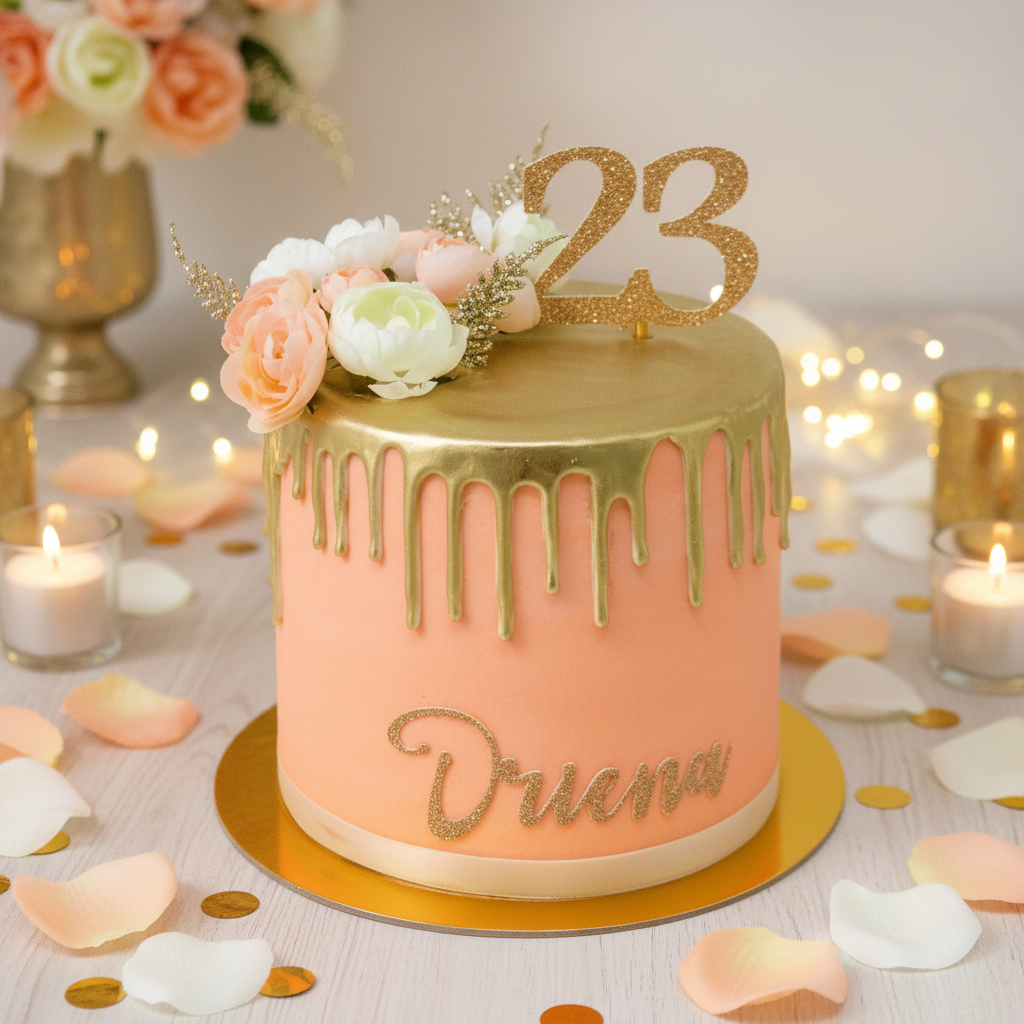 Gold drip and flowers Buttercream Cake