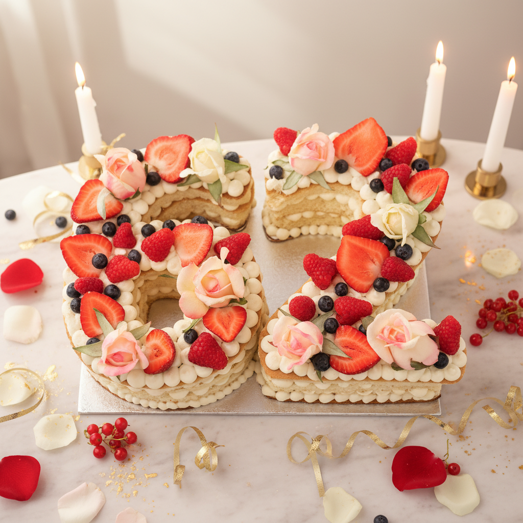 Number Naked Cake with Fruits