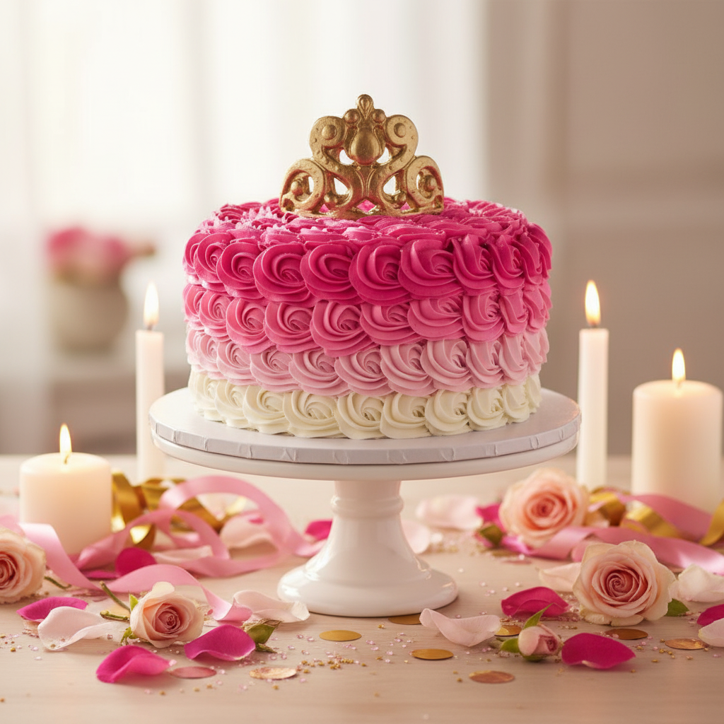 Golden Crown and Buttercream rosettes