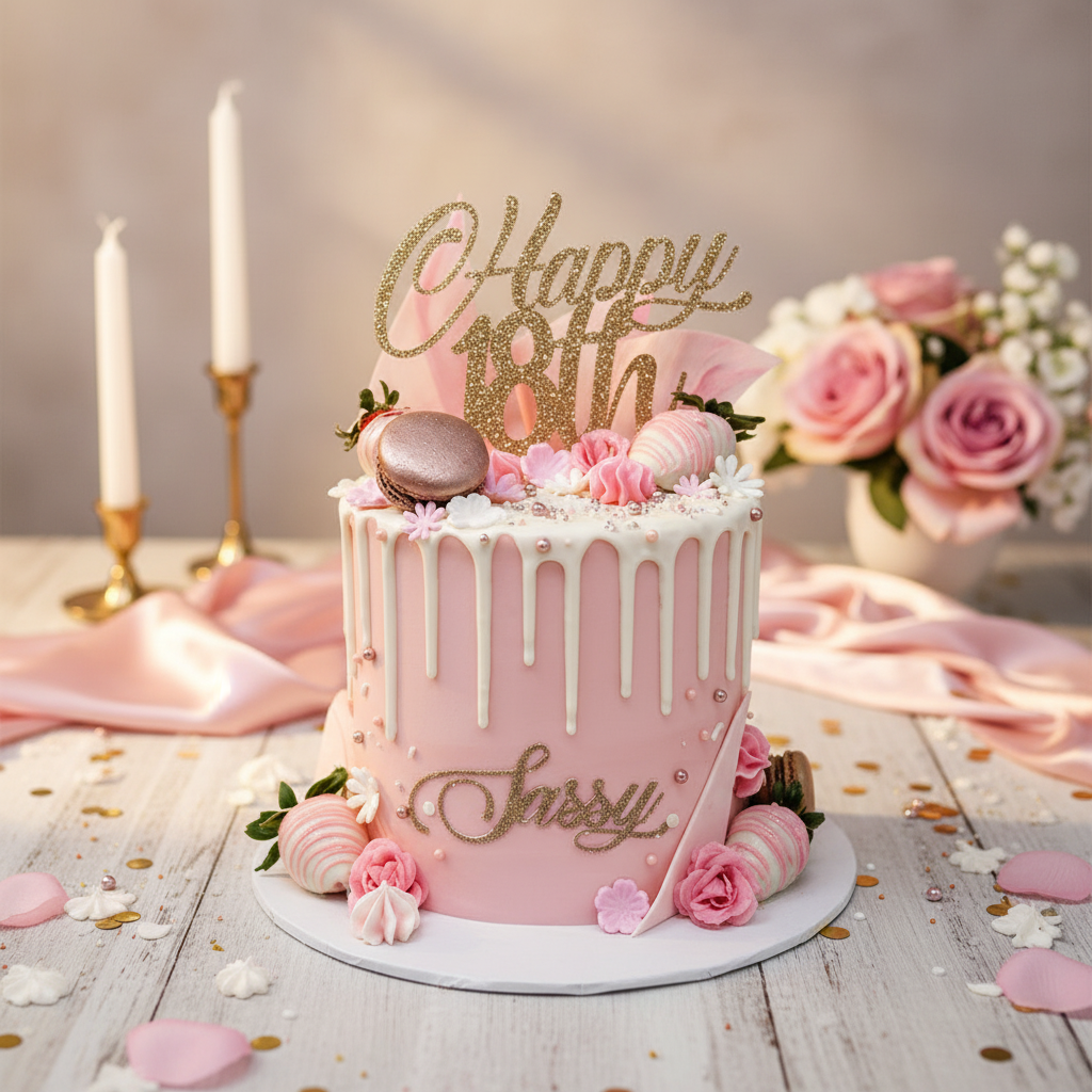 Classy Pink and Rose Gold cake