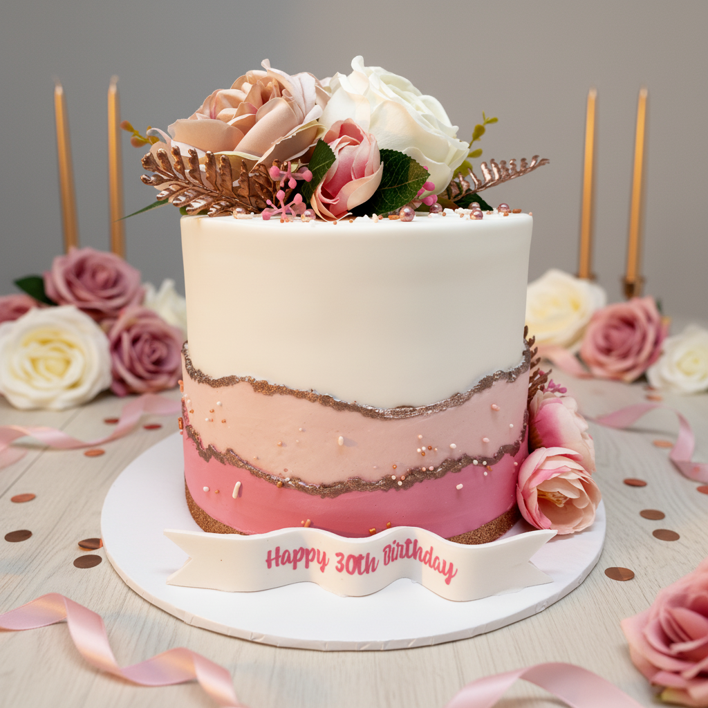 Three Tone Buttercream Cake