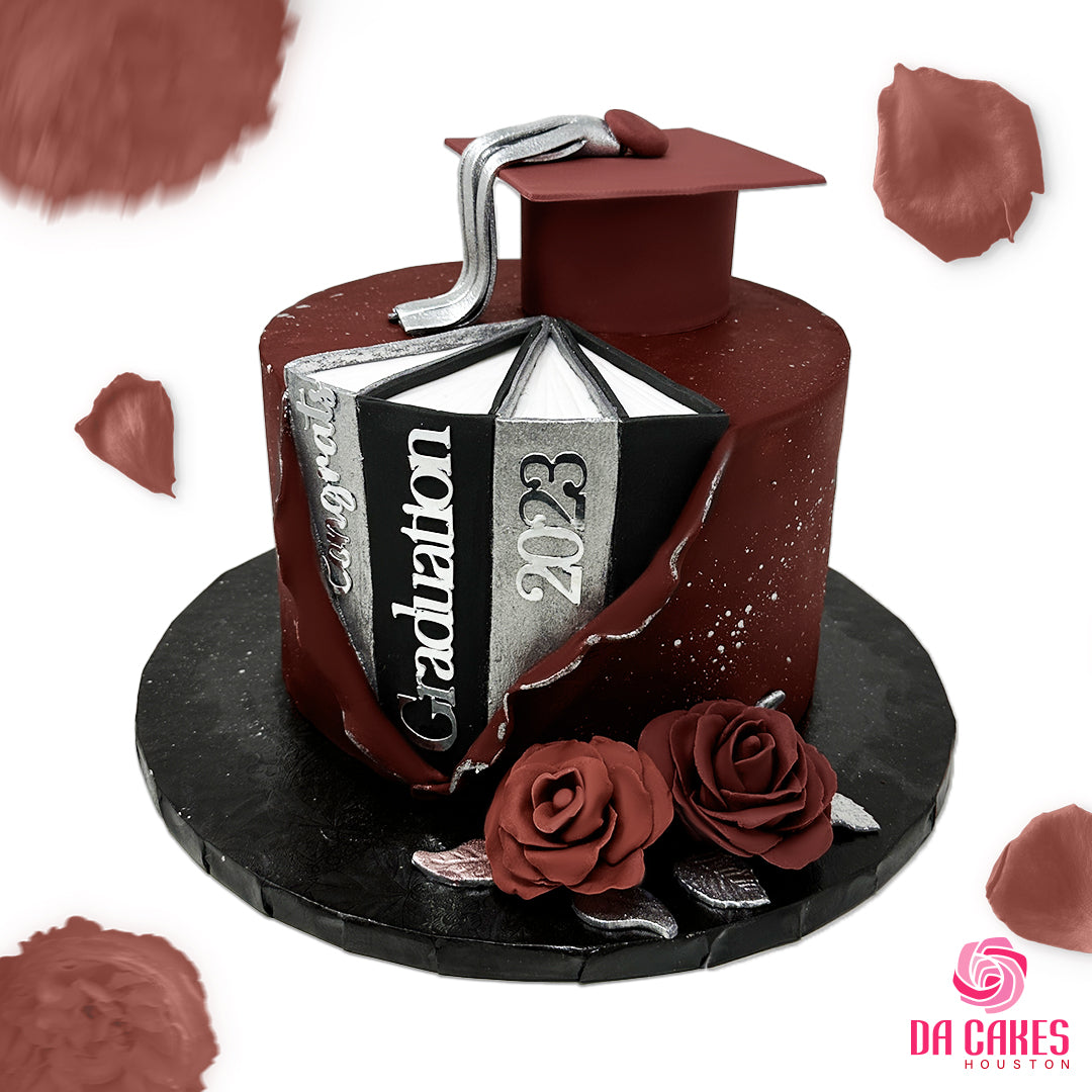 Graduation Cake with Books – Da Cakes Houston
