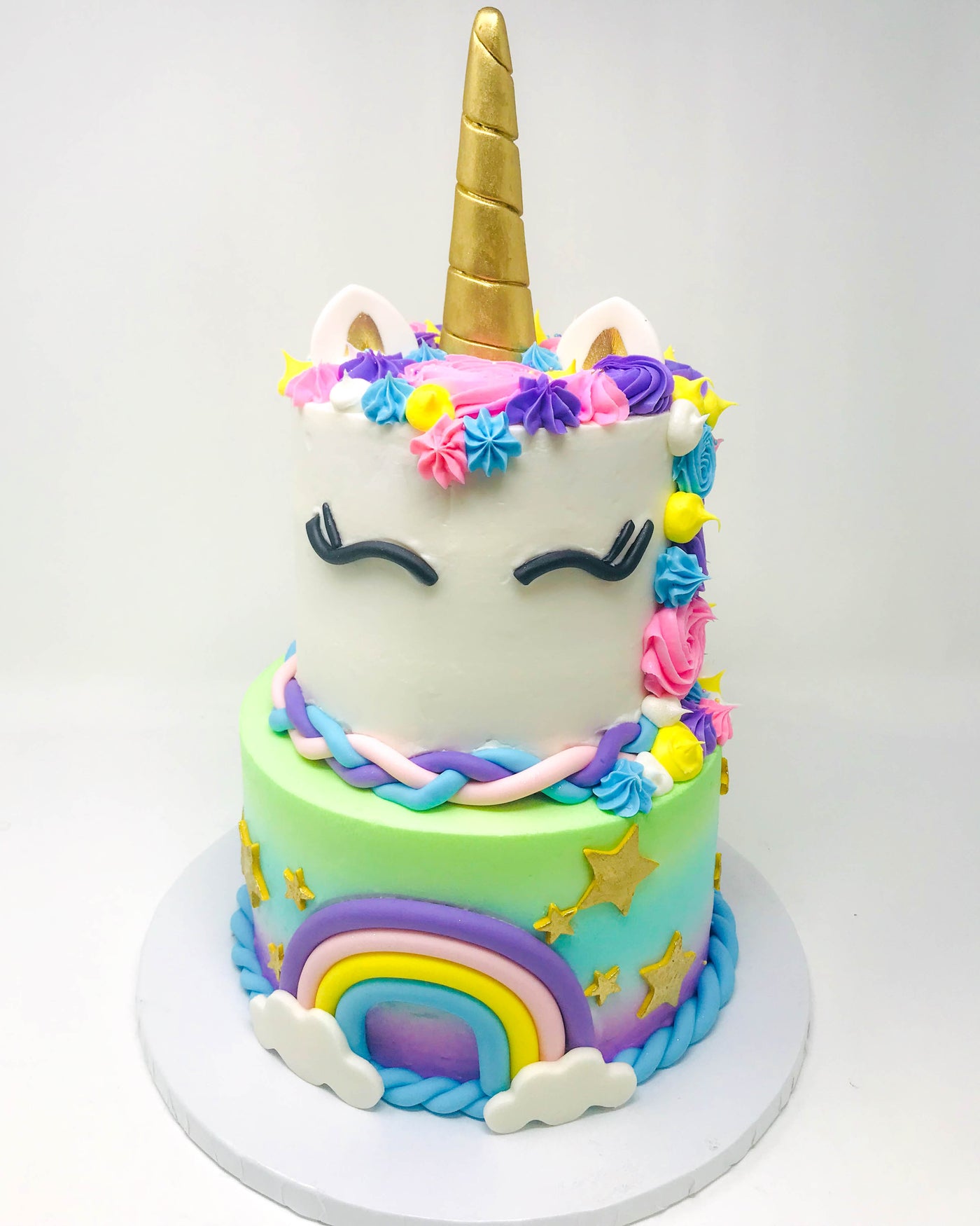 Unicorn Rainbow Colorful 2 Tier Cake