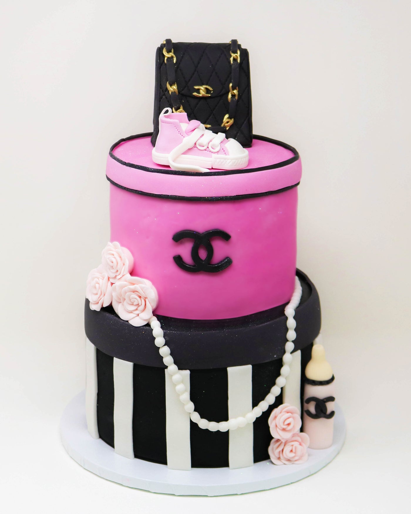 Chanel Baby Shower 2 tier cake – Da Cakes Houston