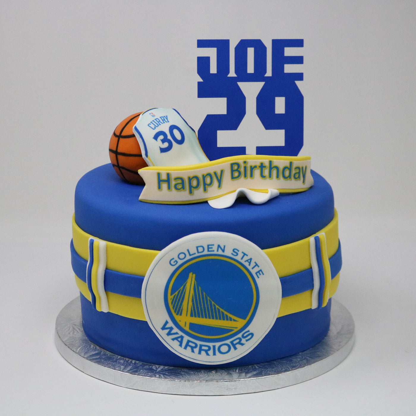 Amazon.com: 7.5 golden state Basketball Cake Topper – Round Edible Birthday  Cake Decorations, Happy Birthday Cake : Grocery & Gourmet Food
