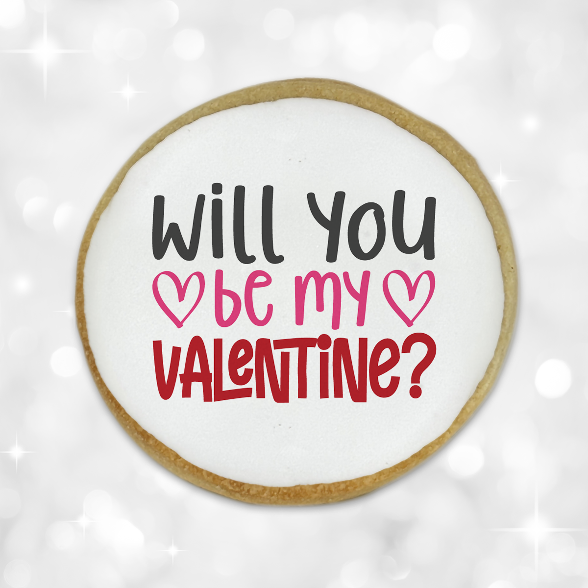 Valentine's Day ask "Will you be my Valentine" Round Cookies