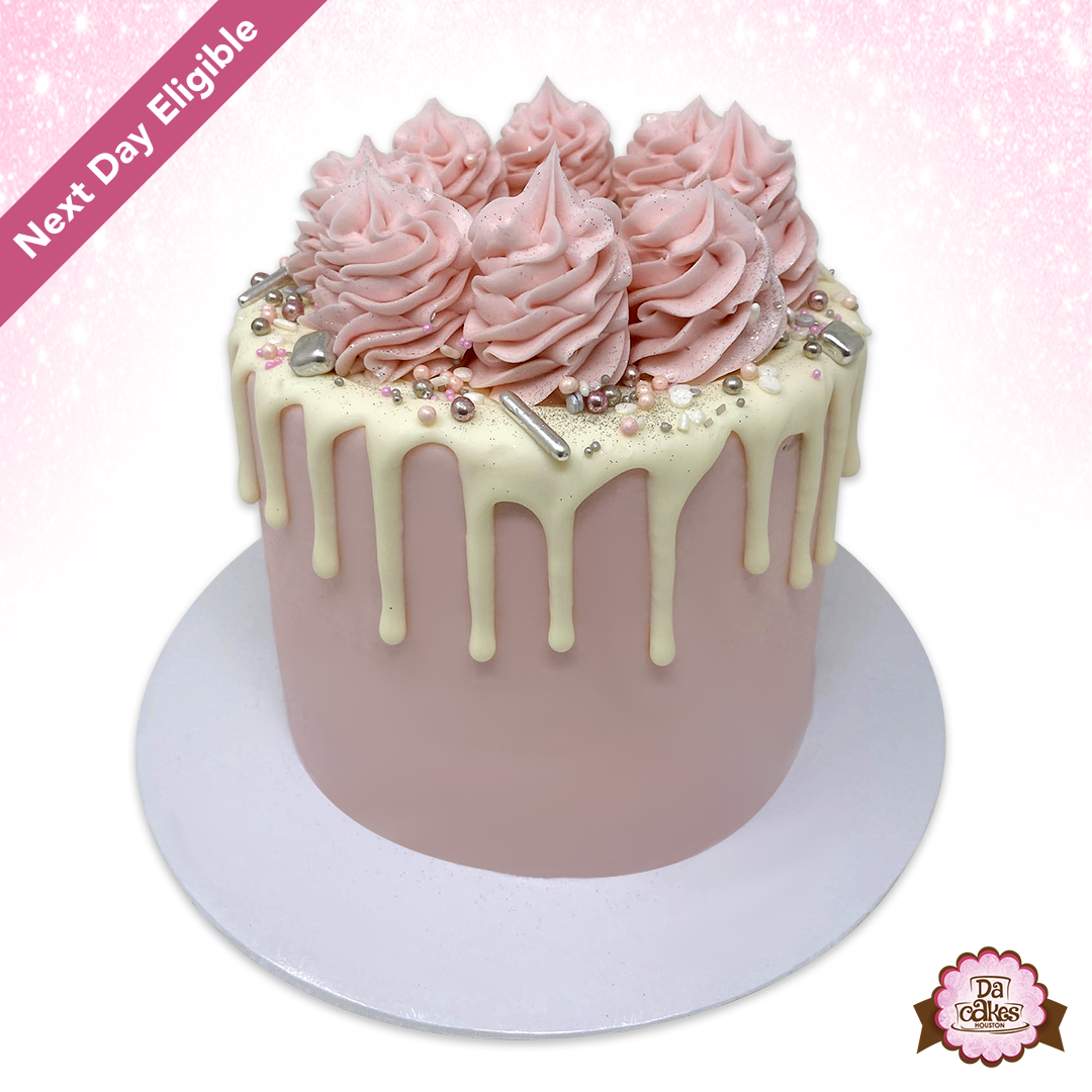 Soft pink cake with dripping