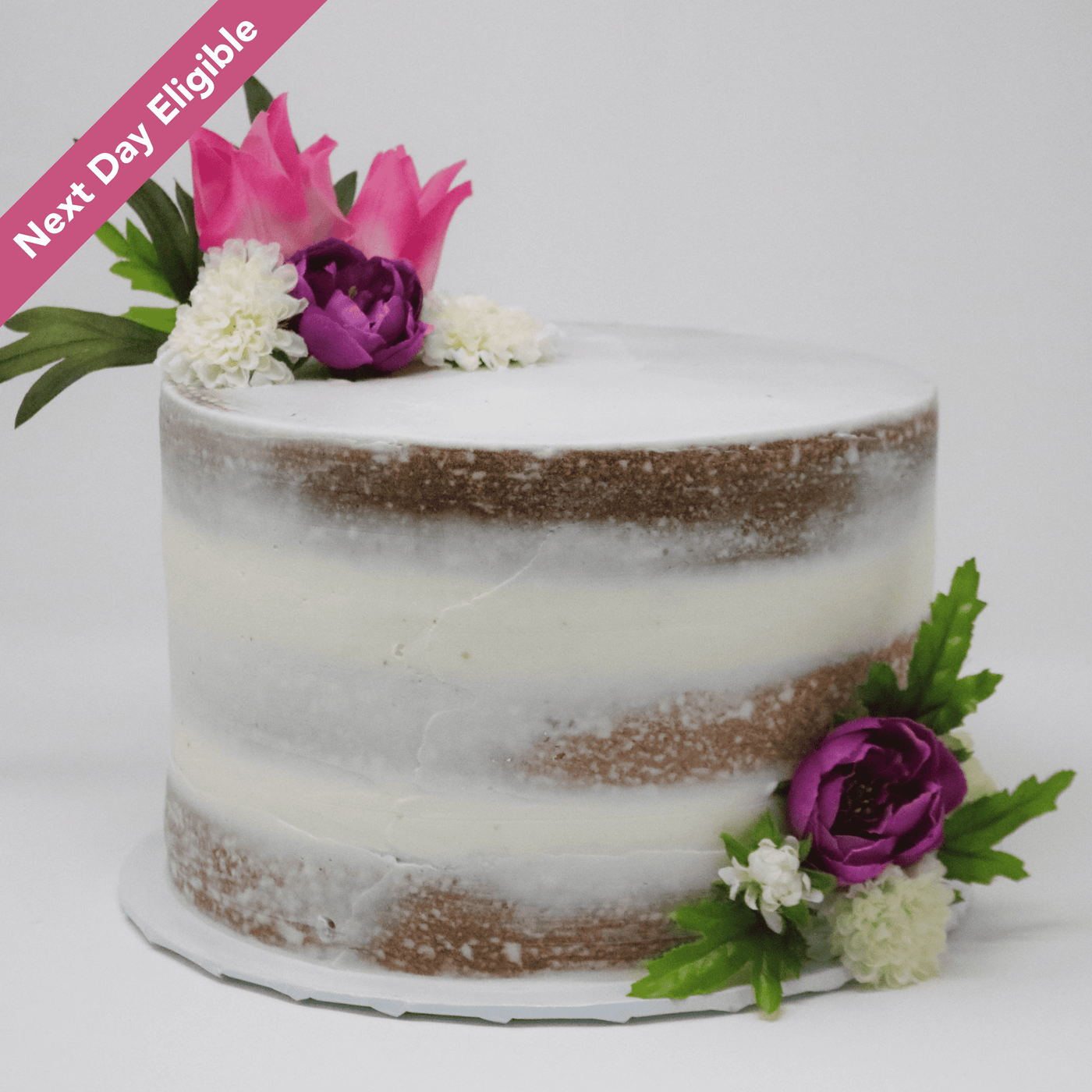 Simple Naked Cake with flowers