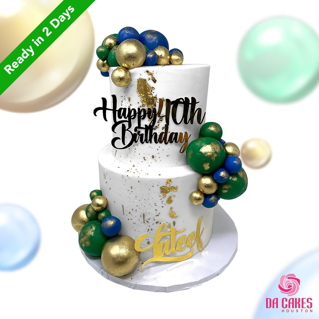 Spheres 2 Tiers cake – Da Cakes Houston